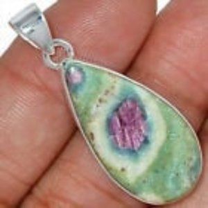 natural Ruby in Fuchsite solid 925 Sterling Silver